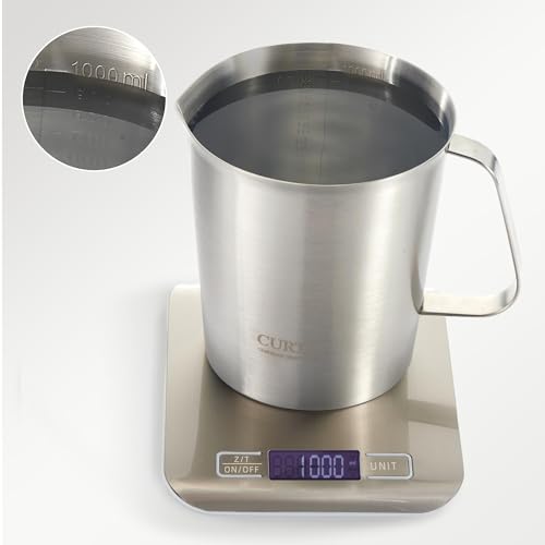 CURTA 18/8 Stainless Steel Measuring Cup with Handle and Pour Lip 32 OZ (4 Cup, 1000 ML) - color: Flat Handle, size: 32 OZ (4 Cup, 1000 ML)