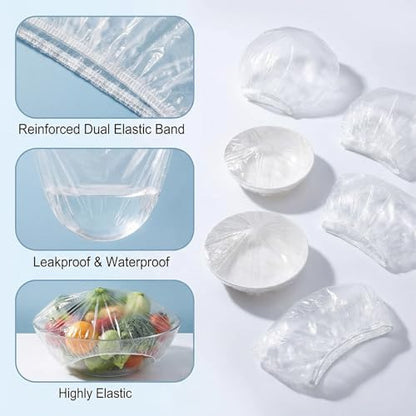 Bowl Covers 100PCS Plastic Wrap Food Sourdough Baking Rising Elastic Plate Covers Outdoor Food Fresh Keeping Bags for Bread Proofing, White - color: White