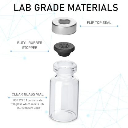 10 Pack 2ml Sealed Sample Vials, Transparent Glass Vials with Self Healing Injection Port (10, 2ML) - size: 2ML