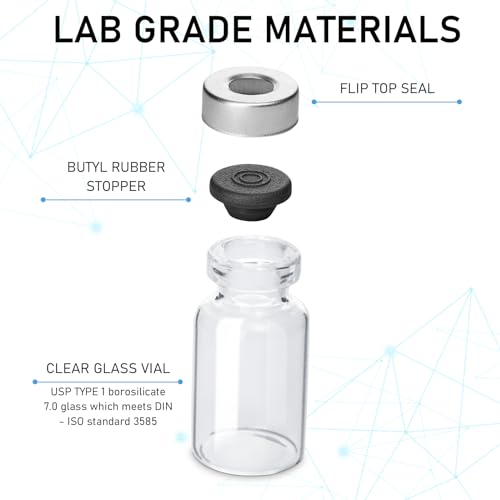 Knixxo 10 Pack 7ml Sealed Sample Vials, Transparent Glass Vials with Self Healing Injection Port - size: 7 ML
