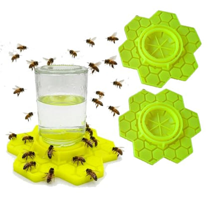 2 Pack Silicone Bee Feeder for Mason Jars | Drown-Free Honeycomb Bee Watering Station Fits Regular & Wide Mouth | Safe Sugar Syrup Feeding Station for Beekeepers & Backyard Gardens (Yellow)