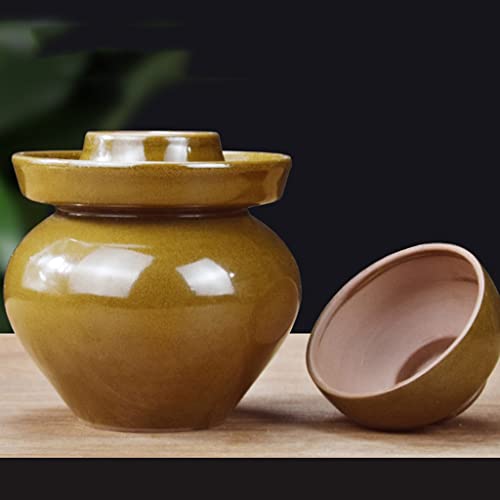 Large Traditional Chinese Porcelain Pickle Jar, Natural Ceramic Fermentation Crock Pickling Pot,Fermenting Jar with Water Seal Airlock Lid Stoneware Fermenter for Ki 4KG - size: 4KG