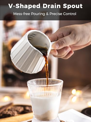 Espresso Cups Ceramic, 200ML Espresso Measuring Cup with Handle, Expresso Shots Cups with Scale, Espresso Accessories, White - color: B-White