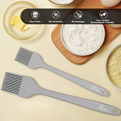 HOTEC Basting Brushes Silicone Heat Resistant Pastry Brushes Spread Oil Butter Sauce Marinades for BBQ Grill Barbecue Baking Kitchen Cooking BPA Free Dishwasher Safe (Grey 2) - color: Grey 2