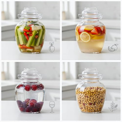 Fermentation Jar, 2.5 Liter Pickle Kimchi Jar with Water Seal Lid | Food Grade, Clear Glass, Wide Mouth, for Making Pickles Kimchi Sauerkraut and Fermenting Vegetables Fruits, Wine Brewing - size: 0.66 Gallon