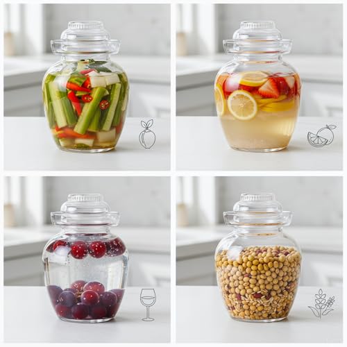 Fermentation Jar, 2.5 Liter Pickle Kimchi Jar with Water Seal Lid | Food Grade, Clear Glass, Wide Mouth, for Making Pickles Kimchi Sauerkraut and Fermenting Vegetables Fruits, Wine Brewing - size: 0.66 Gallon