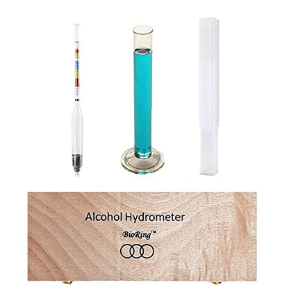 Wine Beer Alcohol Hydrometer Triple Scale Wine Meter with Glass Test Jar for Home Brewing Beer Wine Mead & Kombucha Maker for ABV, Brix and Gravity Test Kit with Wood Storage Box