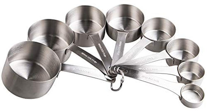 Measuring Cups set, 18/8 (304) Stainless Steel Measuring Cups for Kitchen & Baking, Heavy Duty Solid Measurement Cups, Us & Metric Measure Tools with 1/16, 1/8, 2/3 &3/4 Cups