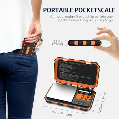 Digital Gram Scale, 200g x 0.01g Pocket Scale, Mini 6 Units Jewelry Scale with LCD Display, Tare Function for Food, Jewelry, Coin, Coffee,with 50g Calibration Weight(Battery Included) - size: 200g/0.01g