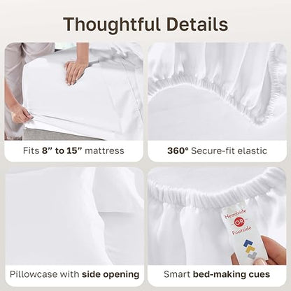 California Design Den 2-Pack Twin Sheet Sets - Luxury 600 Thread Count Sateen, 100% Cotton Sheets, Deep Pockets, Soft, Crisp and Durable Bedding - White - color: 01 - Bright White, size: Twin (Pack of 2)