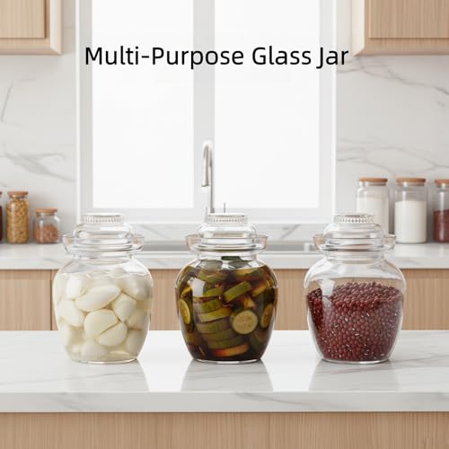 Fermentation Jar, 2.5 Liter Pickle Kimchi Jar with Water Seal Lid | Food Grade, Clear Glass, Wide Mouth, for Making Pickles Kimchi Sauerkraut and Fermenting Vegetables Fruits, Wine Brewing - size: 0.66 Gallon