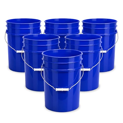 ePackageSupply 5 Gallon Bucket - Food Grade Bucket, Metal Handle Grip, BPA-Free, Heavy-Duty 90 Mil HDPE Plastic Pail, Stackable Utility Container, Made in USA, Lid Not Included, Blue, 6 Packs - color: Blue, size: 6 Packs