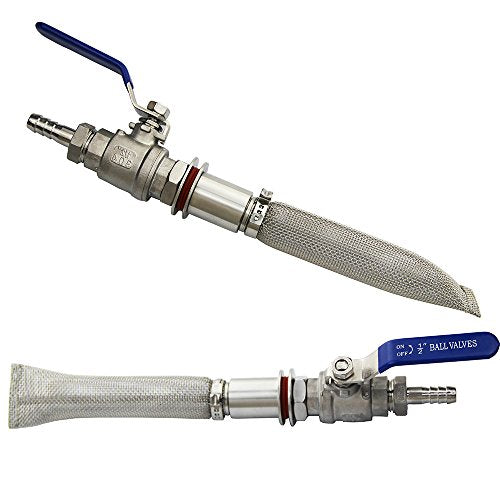 UP100 Weldless Boil Kettle Ball Valve 6 inch Bazooka Screen Kit & Hose Barb Homebrew