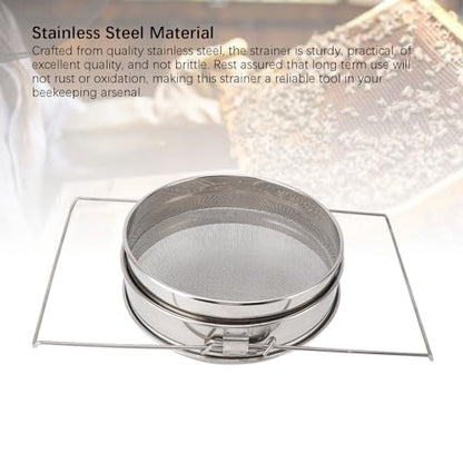 Sorandy Stainless Steel Honey Strainer, Double Sieve Beekeeping Equipment Honey Filter Screen with Extendable Arm 16.3in, for 5 Gallon Buckets
