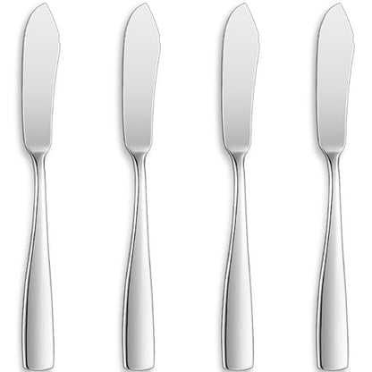 KEAWELL Premium 4-Piece 7" Louis Butter Knives, 18/10 Stainless Steel, Dishwasher Safe (Silver, Louis)