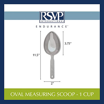 RSVP International Endurance Stainless Steel Measuring Scoop Collection, Oval, 1-Cup - size: Oval, 1-Cup