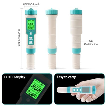 pH Meter for Water 7 in 1 PH/TDS/EC/Salt/S.G/ORP/Temp Meter,pH Tester Digital Backlit Waterproof LCD,TDS Meter EC Meter PPM Meter Suitable for Pools, Drinking Water, Aquariums, Hydroponic Cooking. - size: 7-1