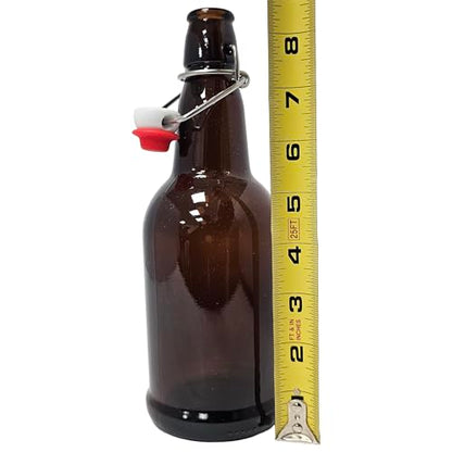 16oz Amber Glass Flip Top Beer Bottles with Swing Cap and Airtight Rubber Seal Single Bottle