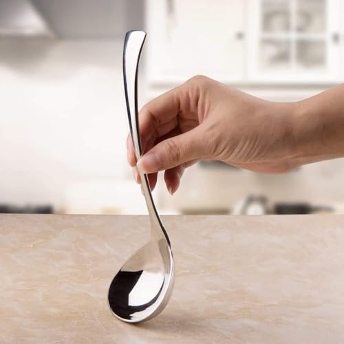 IMEEA 7.6-Inch Small Serving Ladle, 18/10 Stainless Steel Gravy Spoon for Sauce & Dressing - size: 1 x Soup Spoon