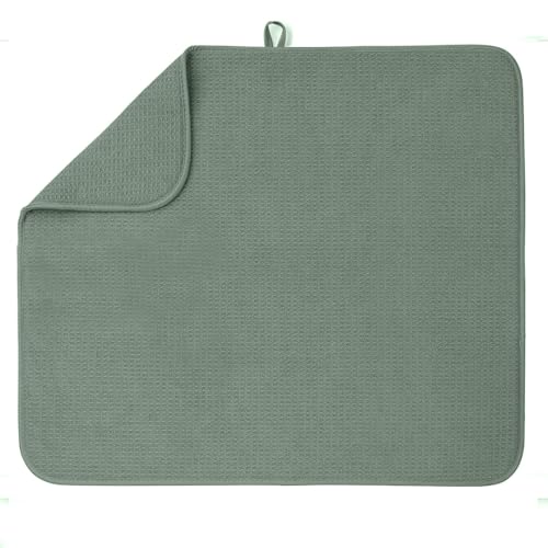 Bellemain XXL Dish Mat Microfiber Dish Drying Mat, Super absorbent (Green, 16" x 18") - color: Green, size: 16" x 18"
