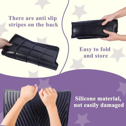 Silicone Dish Drying Mat for Kitchen Counter,16"X13" With Built-in Drain Lip,Food-Grade Silicone, Heat-Resistant Eco-friendly Hygienic Drying Mat Leak-Proof and Non-Slip, Multi-Functional Use（Black） - color: Black, size: 16" x 13"