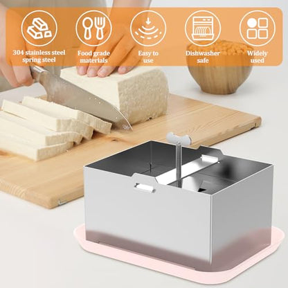 Stainless Steel Tofu Press with Presser Towel & Drip Tray – DIY Tofu Maker for Homemade Firm Tofu, Paneer & Cheese – Effortless Water Removal for Enhanced Texture & Flavor - size: 6.3 x 4.72 Inches
