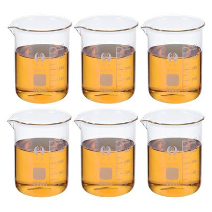 PATIKIL 500ml Low Form Glass Beaker, 6 Pack 3.3 Borosilicate Glass Graduated Printed Scale Measuring Cups with Spout for Kitchen Lab Liquids - size: 500ml