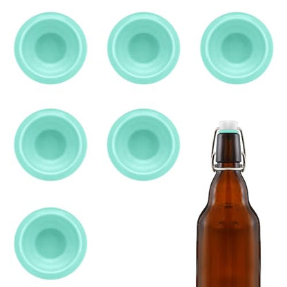 6PCs Dopamine color Silicone Gaskets Washers Seals for Cap Swing Flip Top for Home Brew Beer Soda Bottle Sealing (Mint Green) - color: Mint Green