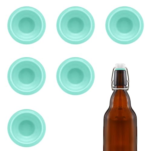 6PCs Dopamine color Silicone Gaskets Washers Seals for Cap Swing Flip Top for Home Brew Beer Soda Bottle Sealing (Mint Green) - color: Mint Green