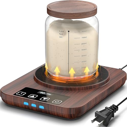Sourdough Starter Warmer Mat - 24H Timer - Precise 1°F Thermostat Control (70-110°F) - Smart Memory Warming On/Off - Warming Heating Pad for Sour Dough Starter (Wood Grain) - color: Wood Grain