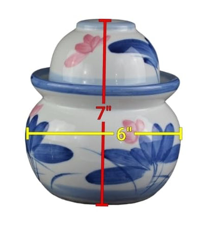 Porcelain Pickling Jar with 2 Lids Lotus Fermenting Pickling Kimchi Crock Food Storage 7"