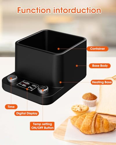MYMULIKE Sourdough Starter Warmer - Water Bath Warming with Timer and Precise 1°F Control (70-104°F), Even Heating, Improve Fermentation Success Rate, Ideal for Yeast Cultivation & Home Baking - color: Black