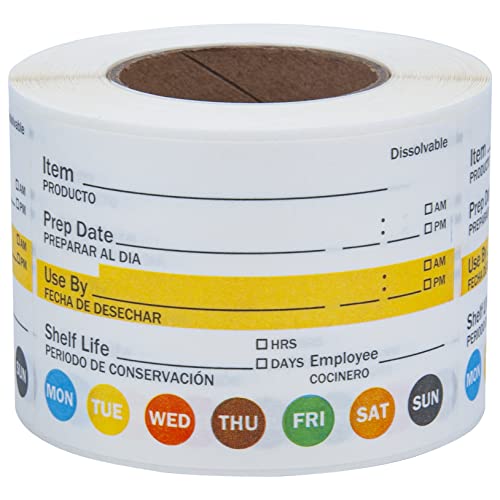 L LIKED Dissolvable Label Shelf Life for Food Rotation Use by Stickers 2 x 3 Inch Roll of 250 Labels