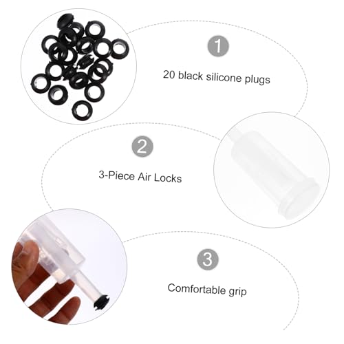 LABRIMP 1set Three-piece Silicone One-way Fermentation Stopper Kit for Home Brewing Food-grade Silicone Lids for Wine Beer and Juice Fermentation