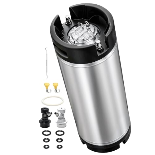 5 Gallon Keg Corny Keg, Stainless Steel Cornelius Keg, 5 Gallon Beer Keg with Quick Disconnect Set, Ball Lock Keg for Home Brewing - color: 1 Keg