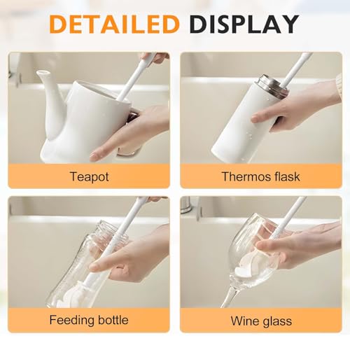 12.4" Silicone Bottle Brush, 3-in-1 Ergonomic Long Handled Cleaning Cup Brush,Water Bottle Cleaner,Deep Cleaning for Baby Bottles,Glassware, Narrow Neck Containers (Blue) - color: Blue