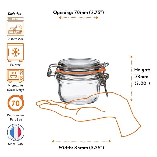 Le Parfait Super Terrine 125mL (4oz) Zero Waste Eco-Friendly Glass Storage Jars with Lids, Airtight, Oven & Freezer Safe, BPA-Free, Food Storage & Preserving, Made in France, 6PK - color: 125ml (Set/6)