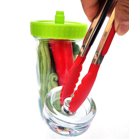 Mason Jar Fermentation kit for Wide mouth Mason Jar with 4 Glass Weight and 4 Fermenter Caps -Jars Not Included(Without pounder) - size: Without Pounder
