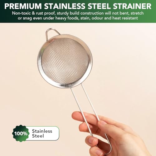 Matcha Tea Sifter Stainless Steel with Handle – Fine Mesh Sieve for Matcha Powder, Eliminates Clumps for Smooth Matcha Tea & Lattes, Dishwasher Safe Matcha Set Essential