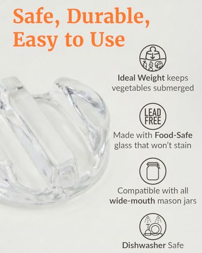 Elementi Fermentation Weight Set of 6 - Fermenting & Canning Weights for Wide Mouth Mason Jars - Highly Durable Soda-Lime Glass - Perfect for Home Pickling, Sauerkraut, Kimchi & More - style: Set of 6 Weights