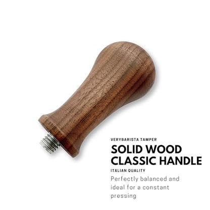 53.35mm Tamper designed to fit 54mm IMS Precision baskets. Wood handle and Food - Safe Stainless Steel base. Made in Italy