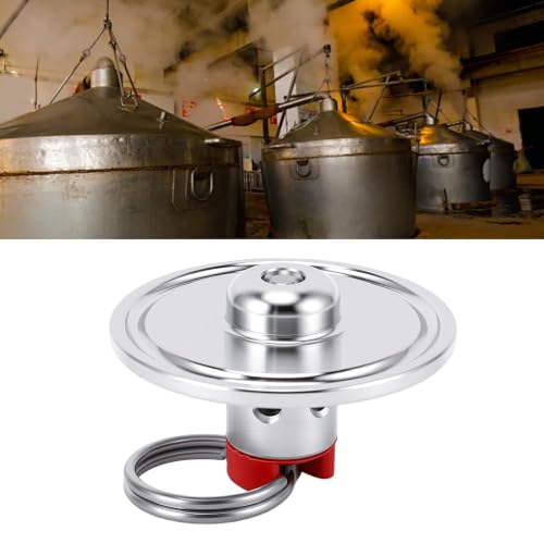 Fdit 1.5inch Three Clamp End Cap, Stainless Steel Pull Ring Pressure Relief Valve with Fermentation Pressure Control for Homebrew