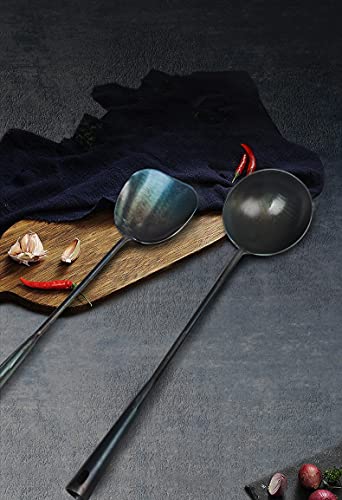 ZhenSanHuan Chinese Traditional HandMade Iron Spatula & Ladle Wok Tool Set,Long wok utensils (Ladle and Spatula Set) - size: 40CM/15.7'', style: Ladle and Spatula Set