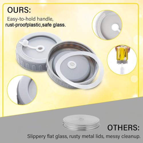 4 Pack Mason Jar Fermentation Kit Fermenting Lids with Airlocks and Glass Weights Wide Mouth Mason Jars Fermentation Supplies for Sauerkraut Pickles Kimchi (Jars Not Included)