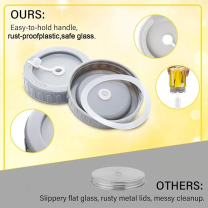 4 Pack Mason Jar Fermentation Kit Fermenting Lids with Airlocks and Glass Weights Wide Mouth Mason Jars Fermentation Supplies for Sauerkraut Pickles Kimchi (Jars Not Included)
