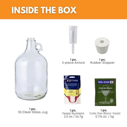 FastRack - Shepherd Made Mead Making Kit - 1 Gallon Jug Fermentation Set with Clear Glass Fermentation Jar, 3pc Airlocks, Rubber Stopper, Yeast Nutrient & Mead Yeast for Home Brewing