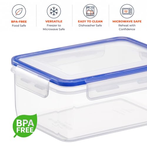 Tribello 68 oz Airtight Food Storage Containers with SnapTight Lids – Clear, Stackable, BPA-Free Meal Prep Containers for Kitchen, Freezer & Pantry – 3-Pack - size: 68 OZ - 3 Pack