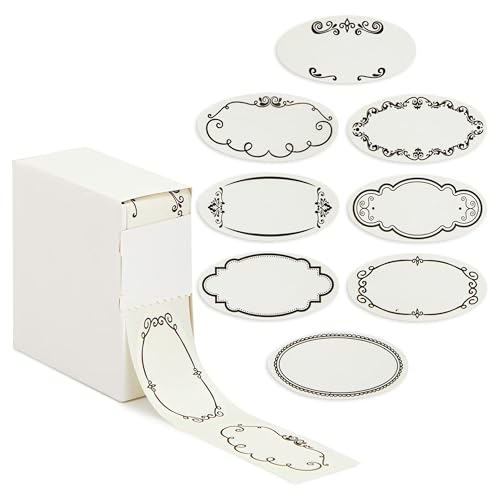 Juvale Dissolvable Food Labels - 300 Pack, White Rectangular, 1.1 x 2.25 in - Canning Jar Labels & Pantry & Freezer Container Stickers - 8 Unique Designs