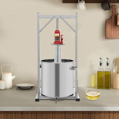 Fruit Wine Press, 36L/9.51Gal Stainless Steel Hydraulic Jack Press Extractor, Manual Juice Maker, Wine Making Equipment Manual Press Machine for Wine and Juice Making - size: 36L/9.51 Gal