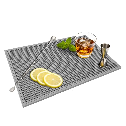 ZJWZLG Bar Mat - Premium 18"X12" Rubber Bar Mats for Countertop, Non-slip Dish Drying Pad & Bartender Mat with for Fast Drying, Ideal Bar Tools for Home Bar, Cocktail Set, And Kitchen Use(Grey) - color: Grey-1Pcs, size: 18" x 12"